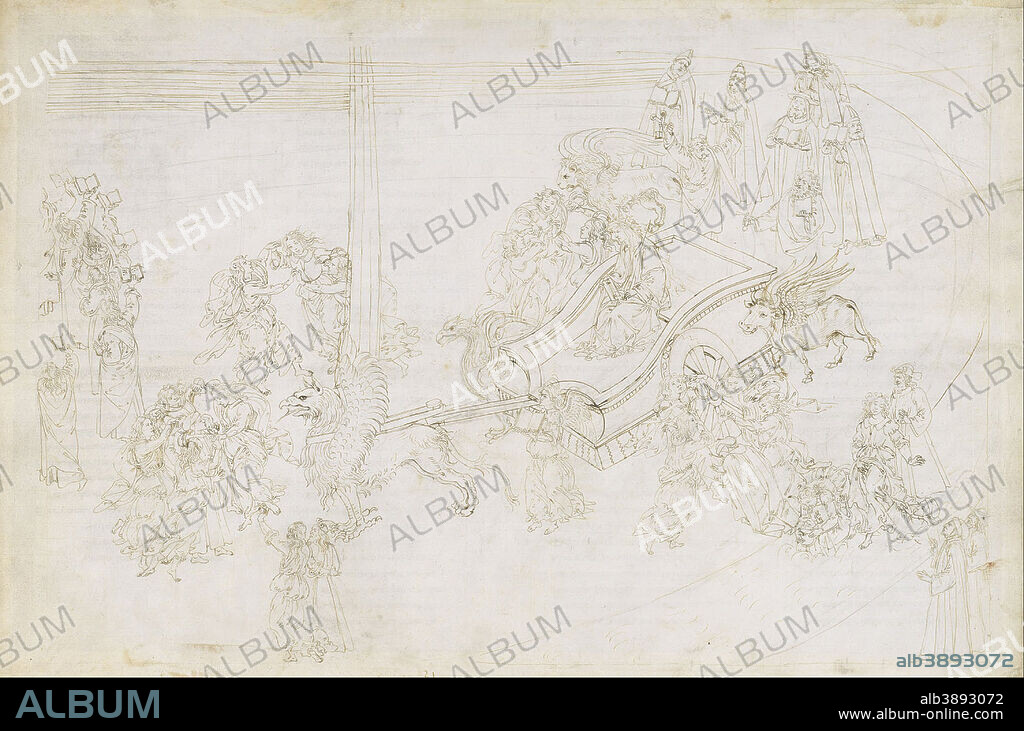 SANDRO BOTTICELLI. Drawings for Dante's Divine Comedy (Purgatorio 31). Date/Period: 1480 - 1495. Drawing. Pen and brown ink over metalpoint on parchment Pen and brown ink over metalpoint on parchment. Height: 322 mm (12.67 in); Width: 470 mm (18.50 in).