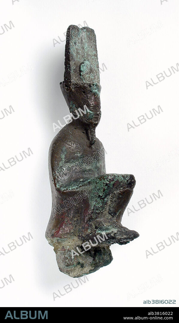 Bronze statue of the Egyptian God Amun-Ra, Egypt, Late Period (664-332 BC). Amun was a local deity of Thebes. After the rebellion of Thebes against the Hyksos and with the rule of Ahmose I, Amun acquired national importance, expressed in his fusion with the Sun god, Ra, as Amun-Ra. His position as King of Gods developed to the point of virtual monotheism where other gods became manifestations of him. With Osiris, Amun-Ra is the most widely recorded of the Egyptian gods. Primarily, the god of wind Amun came to be identified with the solar god Ra and the god of fertility and creation Min, so that Amun-Ra had the main characteristic of a solar god, creator god and fertility god.