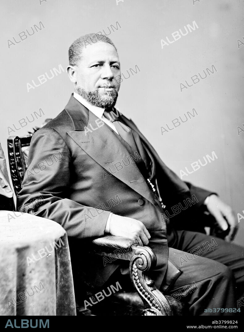 Hiram Rhodes Revels (September 27, 1827 - January 16, 1901) was the first non-white to serve in the United States Senate. He was ordained a minister in 1845 and helped raise two black Union regiments during the Civil War, and took part at the battle of Vicksburg in Mississippi. During Reconstruction, he was elected alderman in Natchez in 1868, and he was elected to represent Adams County in the Mississippi State Senate in 1869. At the time, the state legislature elected US senators. Revels was elected by a vote of 81 to 15 in the Mississippi State Senate to finish the term of one of the state's two seats in the US Senate left vacant since the Civil War. Revels spoke for compromise and moderation. A vigorous advocate of racial equality, Revels tried to reassure Senators about the capability of blacks. His term lasted one year, February 1870 to March 3, 1871. He was then appointed the first president of Alcorn Agricultural and Mechanical College (now Alcorn State University) in Mississippi, where he also taught philosophy. Revels remained active in his ministry and died while attending a church conference in 1901, at the age of 73. Part of the handy Brady Collection, circa 1860-75.