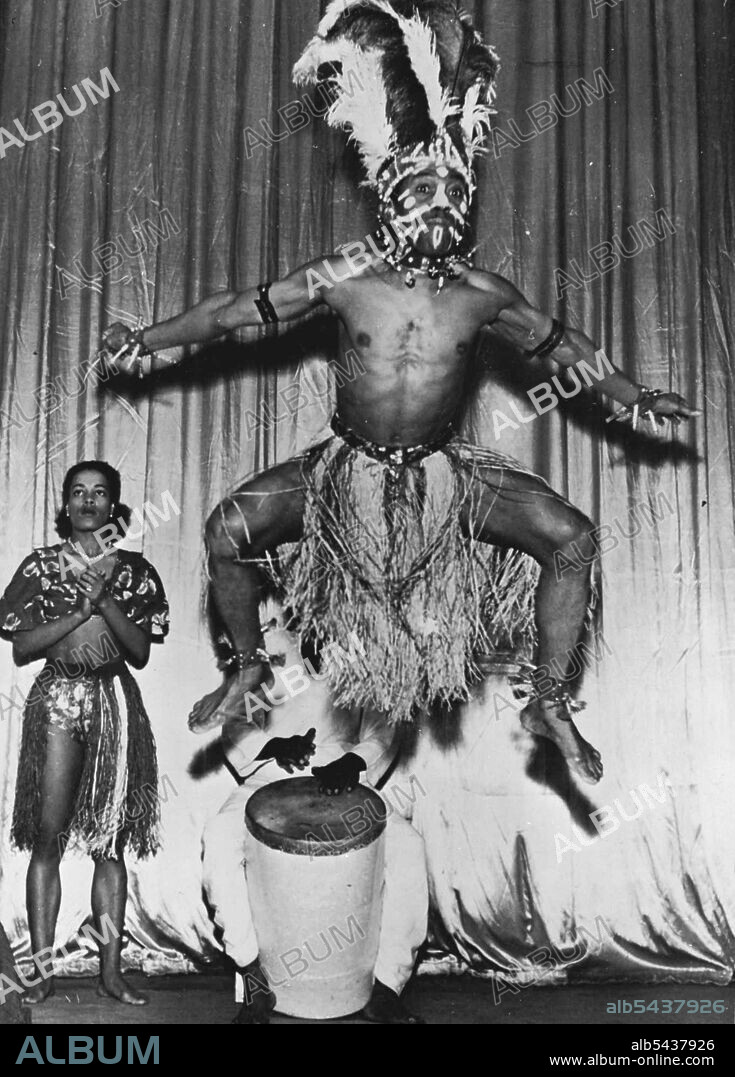 Demon Dance -- The ecstatic jump of a ritual dance. A show presenting African and South American native dances is proving very popular in Paris. Keita Fodeba has brought his show "Black African and South American Ballet" to the French capital for the first time. December 6, 1952. (Photo by Paul Popper Ltd.).;Demon Dance -- The ecstatic jump of a ritual dance. A show presenting African and South American native dances is proving very popular in Paris. Keita Fodeba has brought his sho.