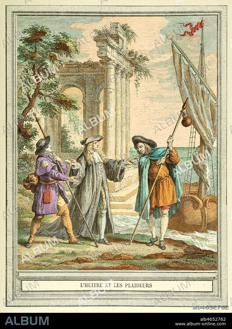 L'huitre et les plaideurs. Fable de Jean de LA FONTAINE (1621-1695). Illustration de Jean-Baptiste OUDRY (1686-1755). Credit: Collection Jonas/Kharbine-Tapabor.