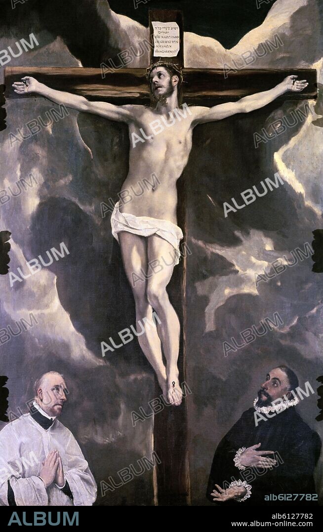 EL GRECO. CRISTO CRUCIFICADO CON DOS ORANTES - 1590 - RENACIMIENTO ESPAÑOL/MANIERISMO ESPAÑOL - O/L - 250 x 180 cm.