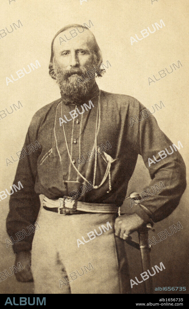 Giuseppe Garibaldi 1807 to 1882. Italian soldier who played central role in unification of Italy. From a 19th century photograph.