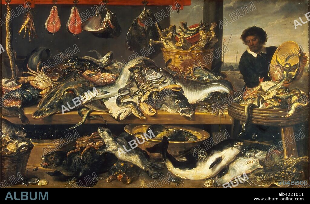 FRANS SNYDERS. 'Fish Market'. Flanders, 1620s. Dimensions: 210,5x340 cm.