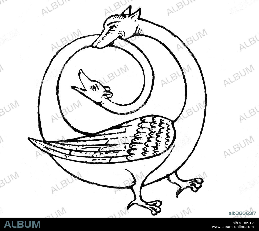 Amphisbaena is a mythological ant-eating serpent with a head at each end. According to Greek mythology, the amphisbaena was spawned from the blood that dripped from the Gorgon Medusa's head as Perseus flew over the Libyan Desert with it in his hand. Cato's army then encountered it along with other serpents on the march. Amphisbaenae fed off of the corpses left behind. The amphisbaena has been referred to by the poets, such as Nicander, John Milton, Alexander Pope, Percy Bysshe Shelley, Alfred, Lord Tennyson, and A. E. Housman, and the amphisbaena as a mythological and legendary creature has been referenced by Lucan, Pliny the Elder, Isidore of Seville, and Thomas Browne, the last of whom debunked its existence. Medieval and later drawings often show it with two or more scaled feet, and feathered wings or a horned, dragon-like creature with a serpent-headed tail and small, round ears, while others have both necks of equal size so that it cannot be determined which is the rear head.
