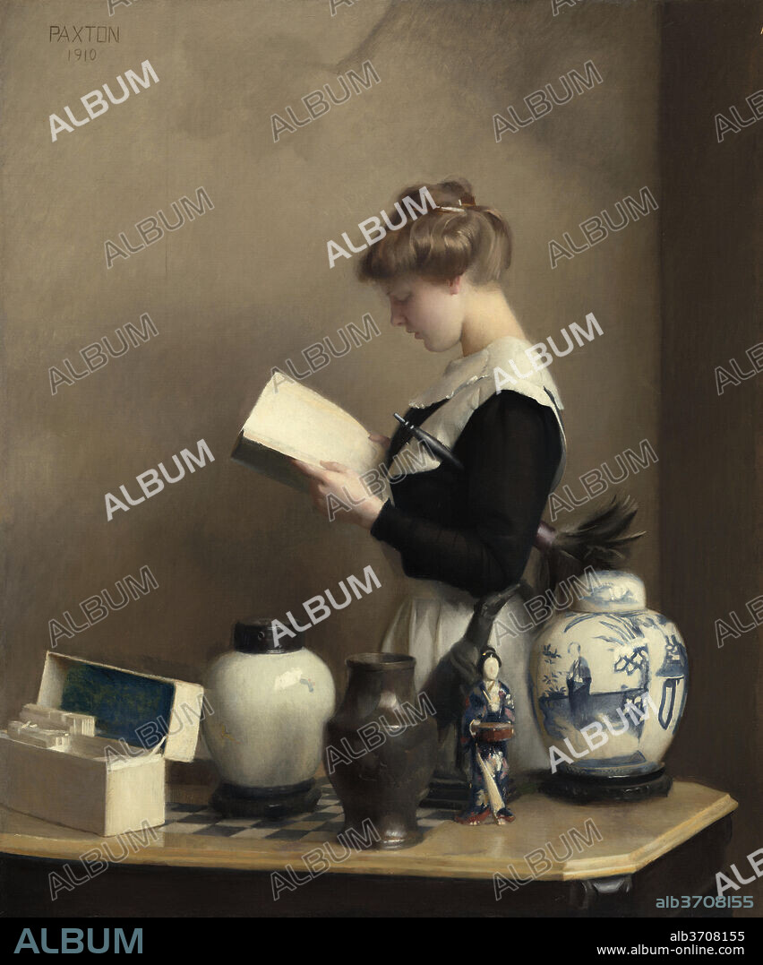 WILLIAM MCGREGOR PAXTON. The House Maid. Dated: 1910. Dimensions: overall: 76.5 × 64 cm (30 1/8 × 25 3/16 in.)  framed: 93.3 × 80.3 × 7.6 cm (36 3/4 × 31 5/8 × 3 in.). Medium: oil on canvas.
