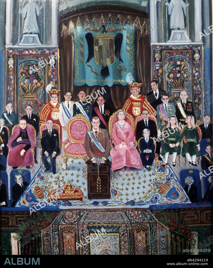 MARI PEPA ESTRADA (1904-1997). ESTRADA, MARIA PEPA PINTORA ESPAÑOLA. MALAGA.1905-1997 " LA JURA DEL REY JUAN CARLOS I ".