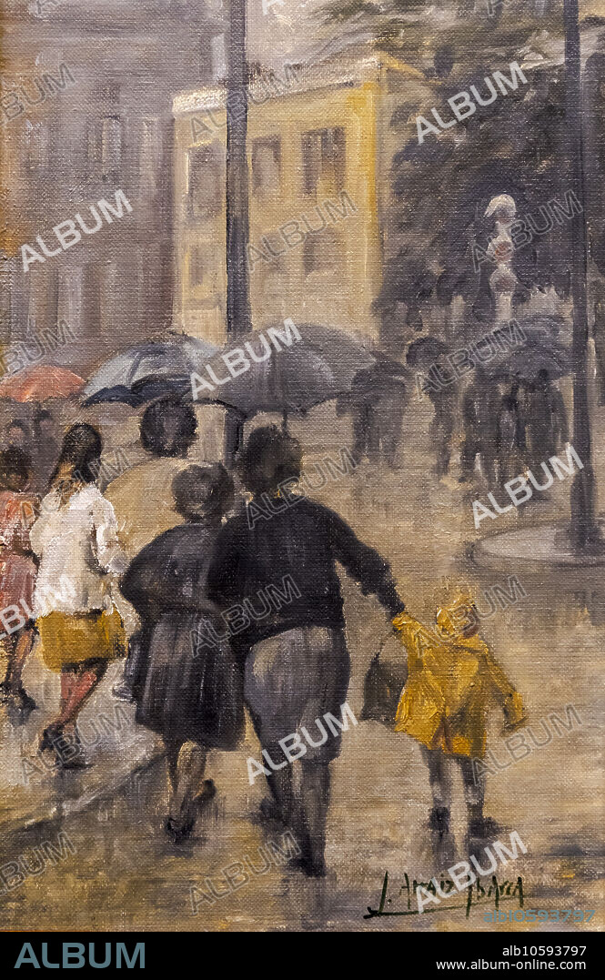 Jesus Arraiz Ibarra. in the rain, oil on canvas, Alava Fine Arts Museum, Vitoria, Basque Country, Spain.