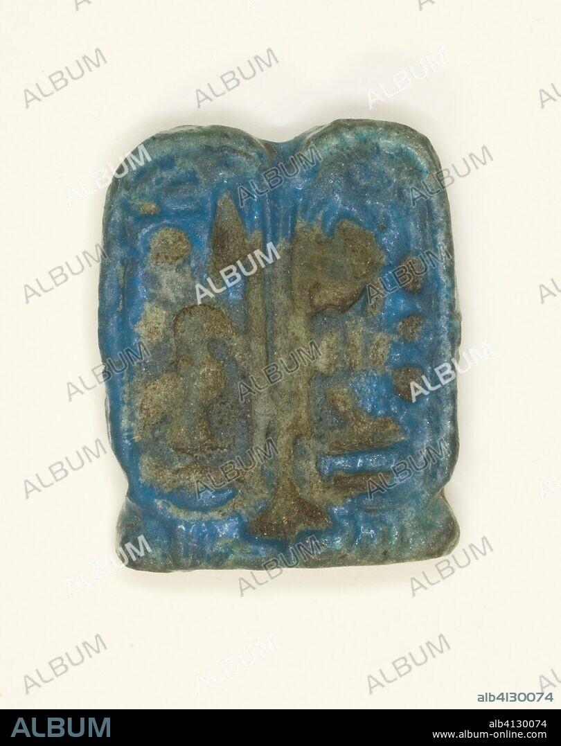 ANCIENT EGYPTIAN. Amulet: Double Cartouche of King Akhenaton. Egyptian. Date: 1352 BC-1336 BC. Dimensions: 1.9 × 1.6 × 0.5 cm (3/4 × 5/8 × 3/16 in.). Faience. Origin: Egypt.