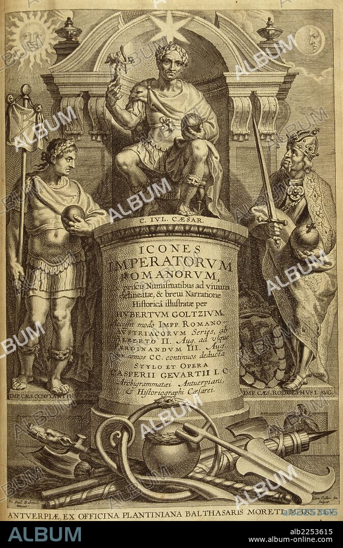 CESAR, CAYO JULIO. GENERAL Y DICTADOR ROMANO.100-44 A. C. PORTADA DE " ICONES IMPERATORUM ROMANORUM ", A¿O 1645.
