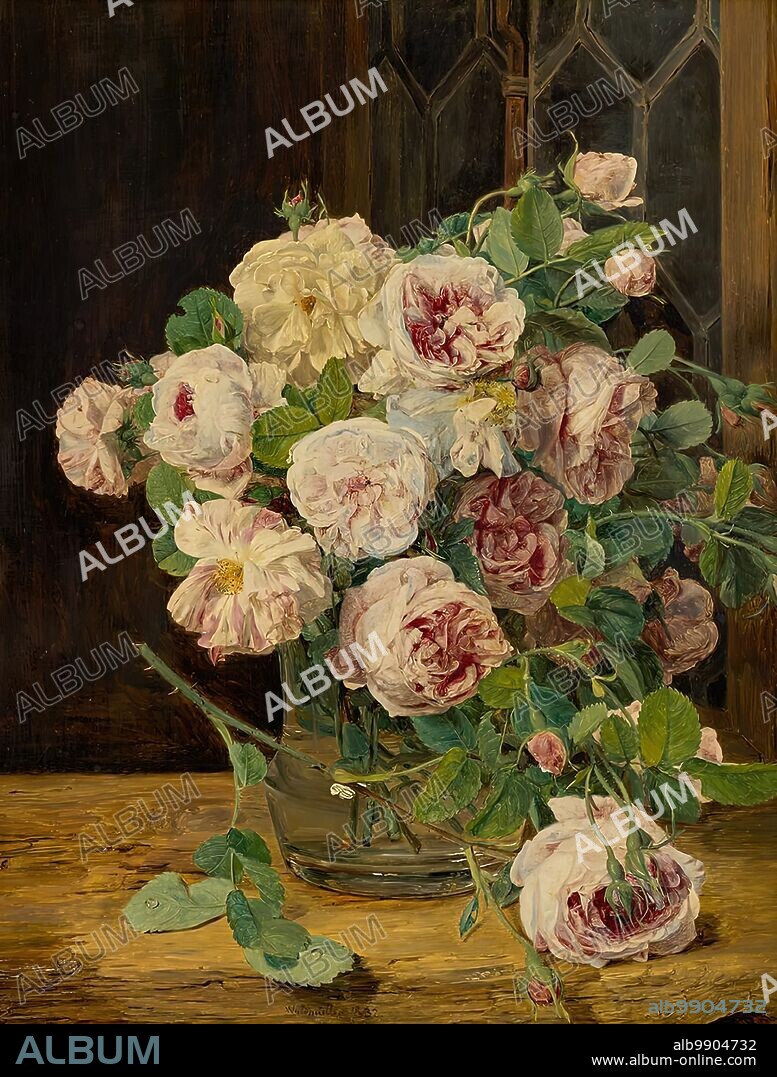FERDINAND GEORG WALDMULLER. Rose bouquet at the window, 1832.