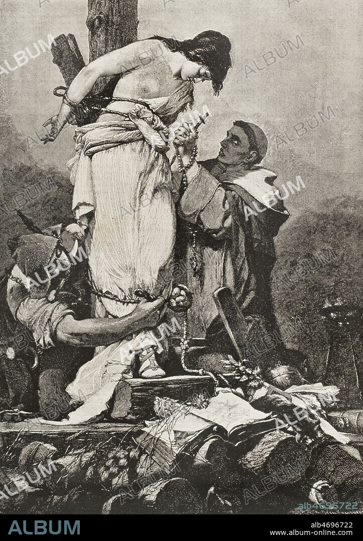 Auto de fe. Grabado a partir de un cuadro de F. Reiff. La ilustración. Revista hispano-americana, 1884.