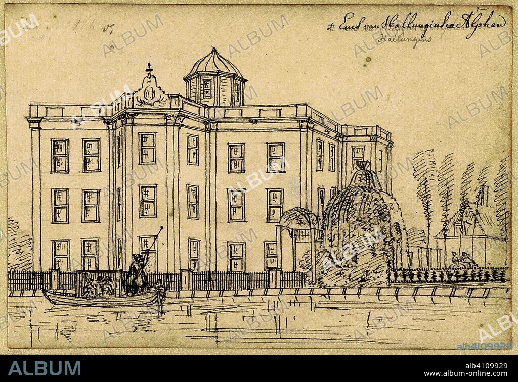 House Britrust in Alphen aan den Rijn. Draughtsman: Cornelis Pronk. Dating: 1701 - 1759. Measurements: h 132 mm × w 193 mm.