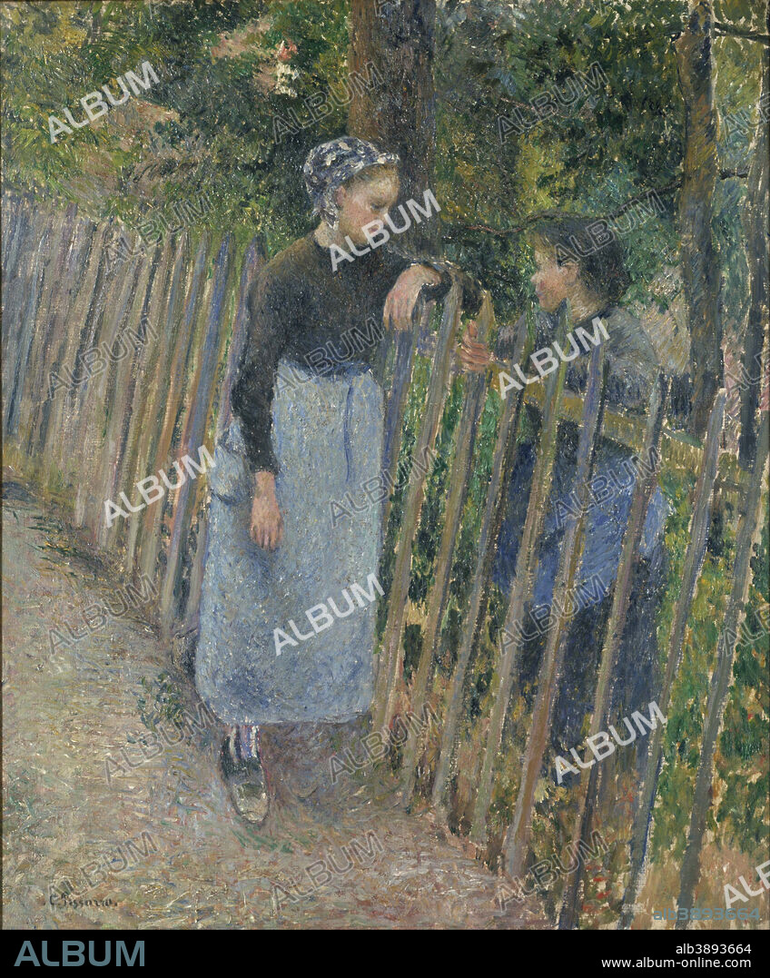 CAMILLE PISSARRO. Conversation. Date/Period: Ca. 1881. Painting. Oil on canvas Oil on canvas. Height: 653 mm (25.70 in); Width: 540 mm (21.25 in).