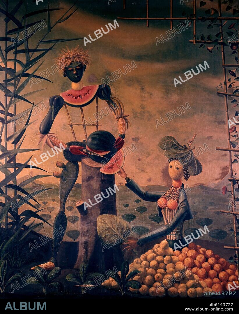 VICENTE VIUDES. BODEGON DE NARANJAS Y MELONES - SIGLO XX.