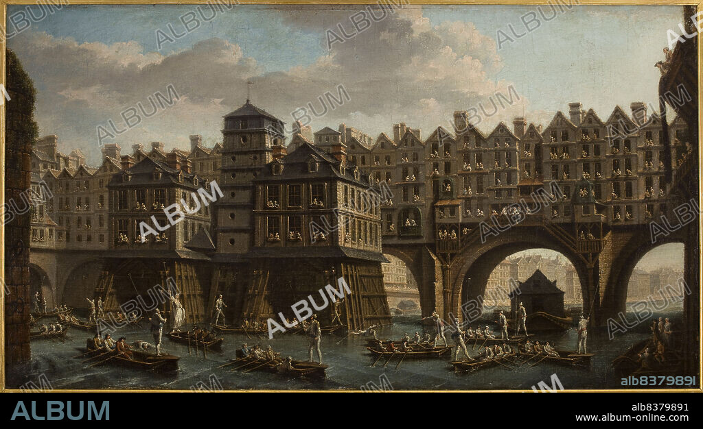 NICOLAS RAGUENET. Sailors' joust, between Notre-Dame bridge and the Pont au Change, 1751.