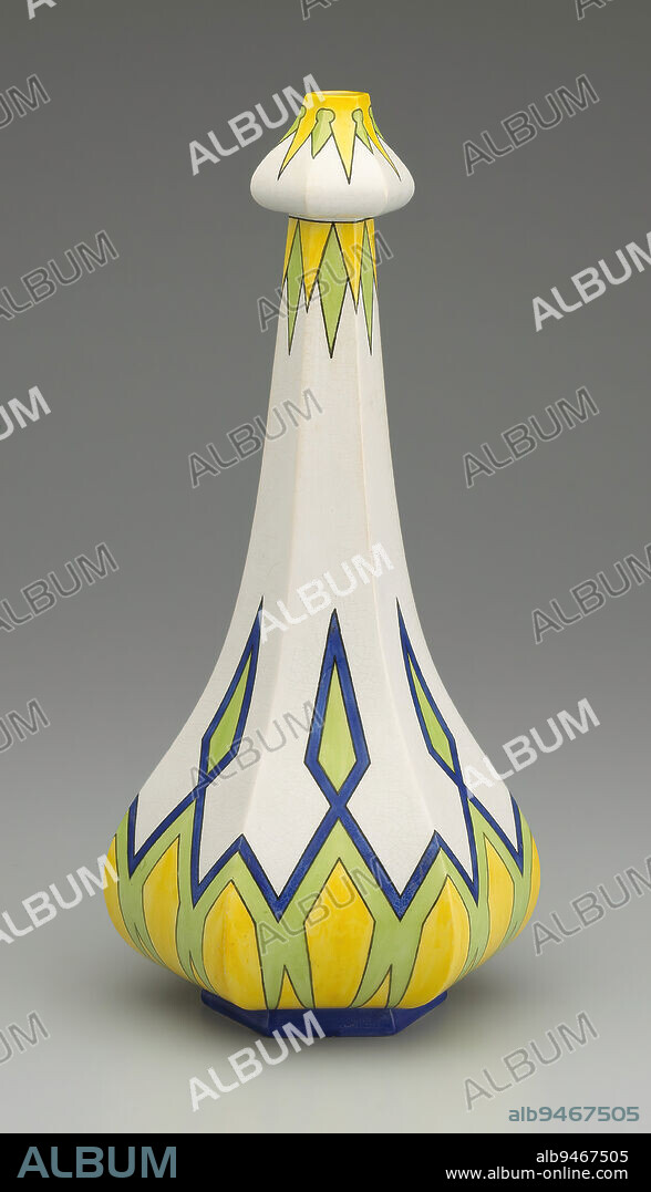 Vase, from 'Fennia' series, c. 1902, Arabia Porcelain Factory, Helsinki, Finland; Designer: Attributed to Gesellius, Lindgren, and Saarinen, Finnish, 1874-present, 14 1/2 x 6 1/2 in. (36.8 x 16.51 cm), Ceramic, glaze, Finland, 19th-20th century, Until the 1890s, Finland's Arabia porcelain company (founded in 1873 by the Swedish company Rörstrand to facilitate trade with Russia) largely mimicked the styles of Swedish domestic wares. The Fennia series, produced from 1902 until the early 1920s, demonstrates the development of a distinctive national style and a move beyond utilitarian wares as the firm expanded its production both nationally and internationally.