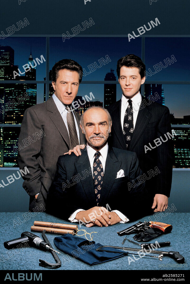 DUSTIN HOFFMAN, MATTHEW BRODERICK and SEAN CONNERY in FAMILY BUSINESS, 1989, directed by SIDNEY LUMET. Copyright M.G.M.