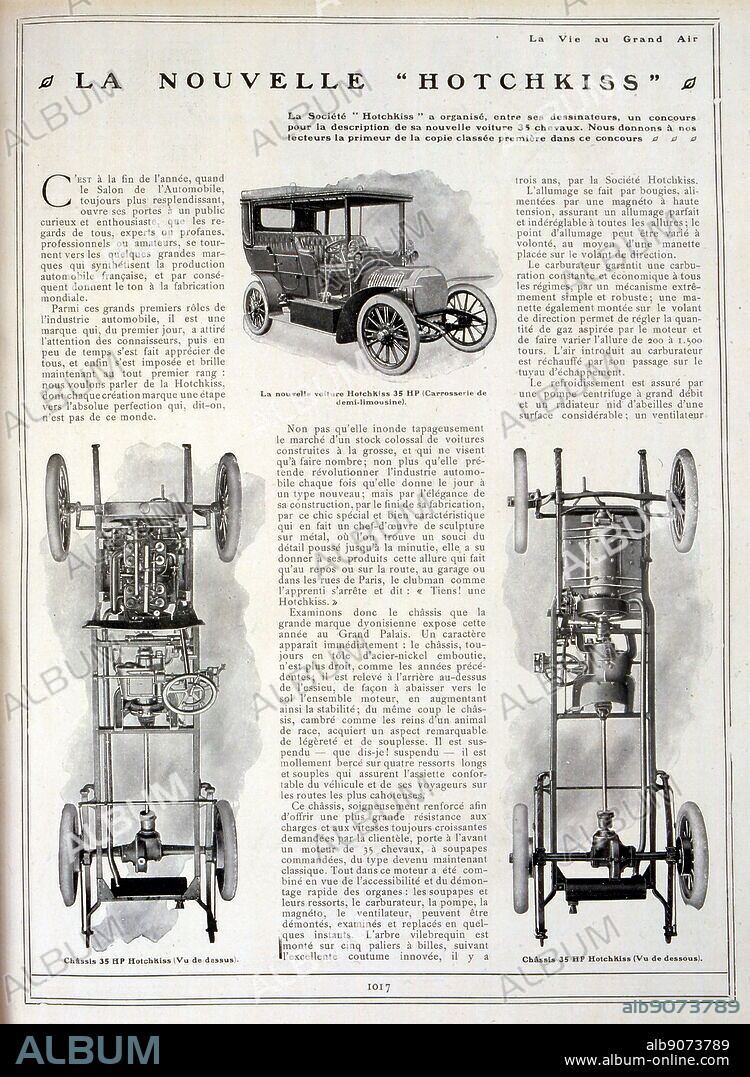 Hotchkiss 35 HP, luxury car 1905 by the French company Hotchkiss et Cie in Saint-Denis, Paris.