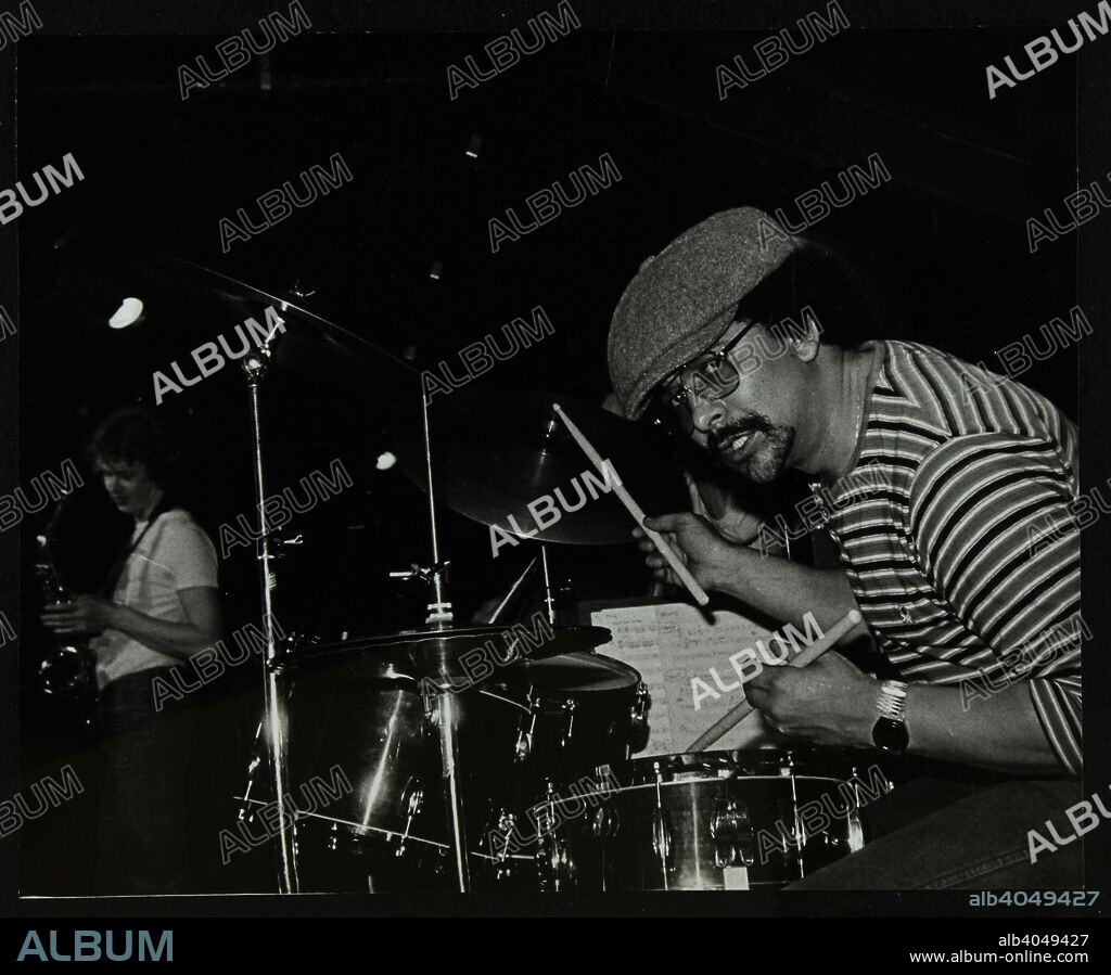 Brian Abrahams (drums) and Chris Hunter (saxophone) on stage at The Stables, Wavendon, Buckinghamshire.