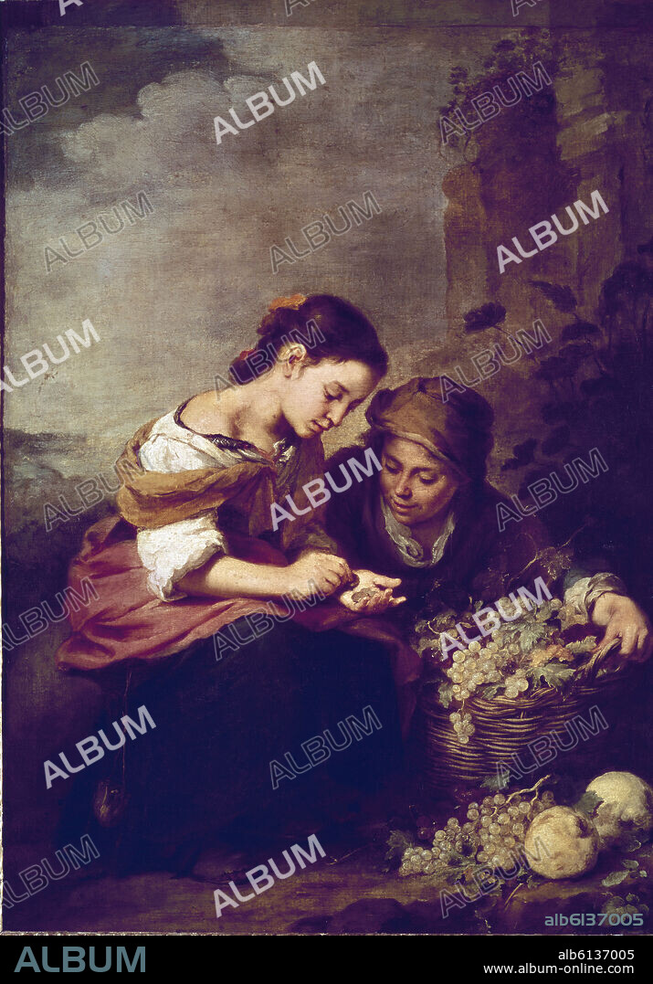 BARTOLOMÉ ESTEBAN MURILLO. PEQUEÑA VENDEDORA DE FRUTA - SIGLO XVII - PINTURA BARROCA - ESCUELA SEVILLANA.