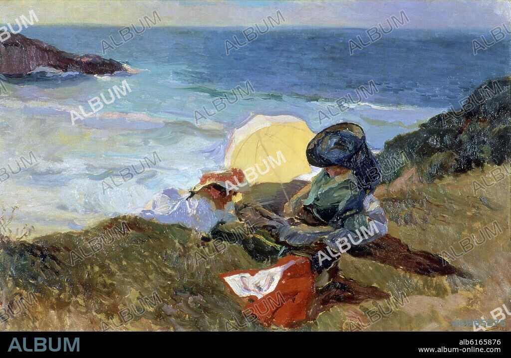 JOAQUIN SOROLLA. SOL PONIENTE, BIARRITZ - 1906 - O/L - 62 X94 CM.