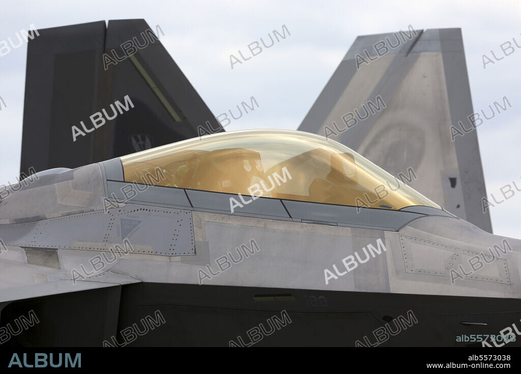 Cockpit exterior of a U.S. Air Force F-22 Raptor jet fighter.