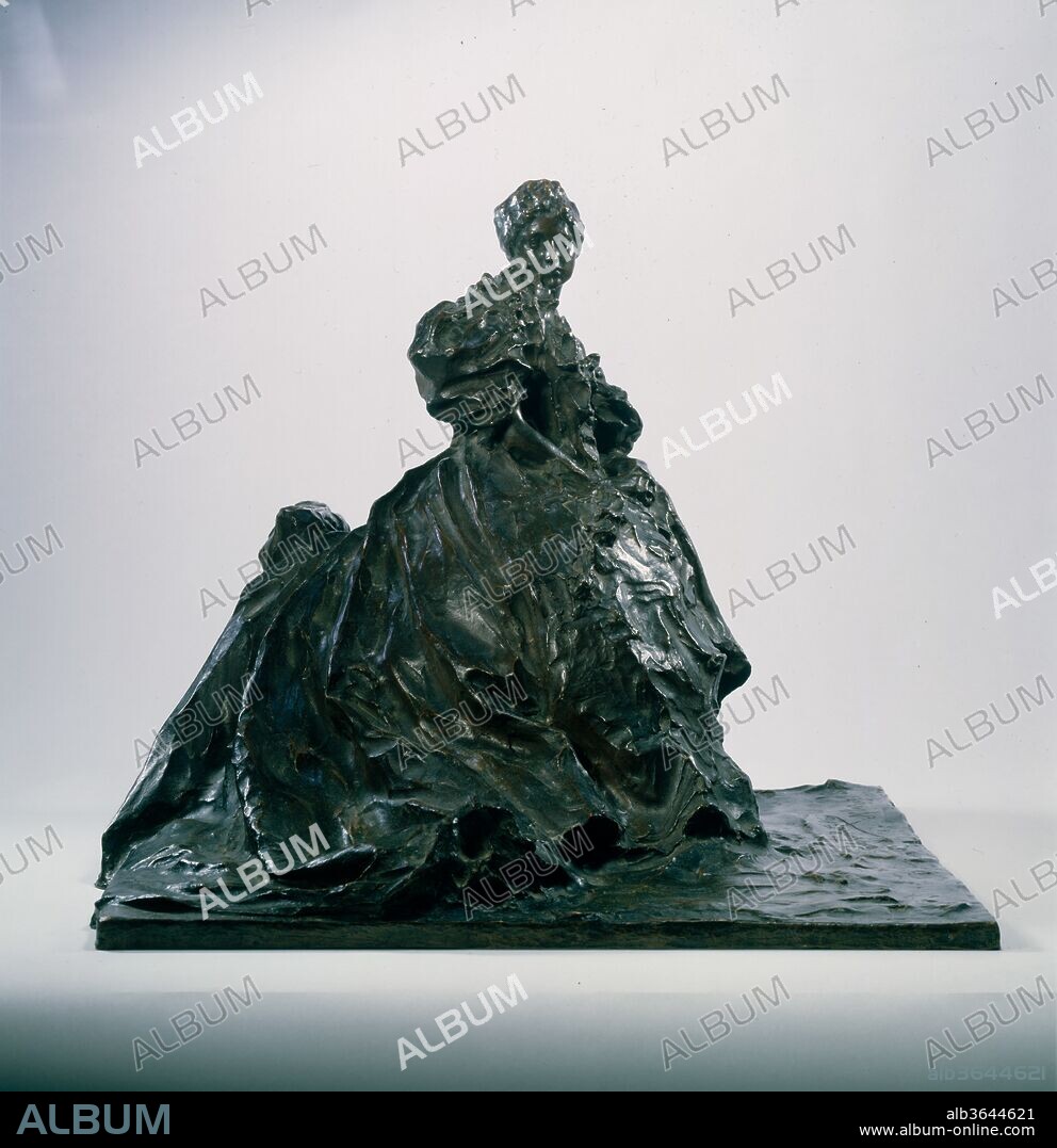 Mme. Anerheimer. Artist: Prince Paul Troubetzkoy (Russian (born Italy), Intra 1866-1938 Suna di Novara). Culture: Russian. Dimensions: Height: 17 7/16 in. (44.3 cm). Date: 1897.
Troubetzkoy brought to sculpture the bravura effects obtained by the portrait painters of international society. His figures are built up swiftly and seemingly loosely, yet with such accuracy that each morsel of modeling wax has a decisive eloquence akin to that of the brushstroke of a Sargent or a Boldini. He trained in Milan, where he had one of his first successes with Madame Anernheimer. Gertrude Anernheimer won the prize for elegance at a charity ball; the award was her portrait by Troubetzkoy. This cast shows a streamlining of the initial composition through the elimination of the step-platform that is present in bronzes of the subject in the Musée d'Orsay, Paris, and the Tretyakov Gallery, Moscow. The Metropolitan Museum bought directly from the artist in 1929 a cast of his well-known, high-kicking Dancing Girl (Lady Constance Richardson), of 1914, but this is our first work by Troubetzkoy from the Belle Époque, whose glamour he helped so materially to define.