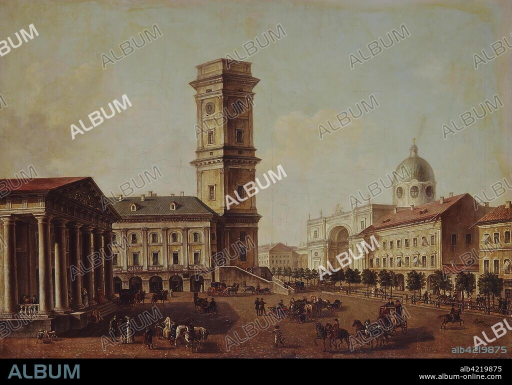TIMOFEY VASILYEV. 'View of Nevsky Prospect near the City Duma in St Petersburg'. Russia, 1810s. Dimensions: 76,7x107,8 cm.