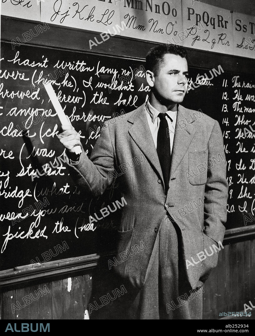 GLENN FORD en SEMILLA DE MALDAD, 1955 (BLACKBOARD JUNGLE), dirigida por RICHARD BROOKS. Copyright M.G.M.
