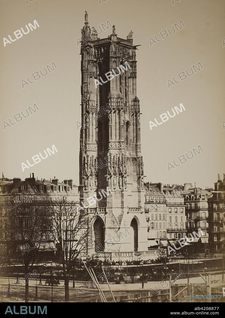 Tour St. Jacques, Paris. Artist Unknown. Date: 1860-1869. Dimensions: 34.9 x 26.2cm (image/paper); 37.7 x 27.6 cm (mount). Albumen print. Origin: Paris.