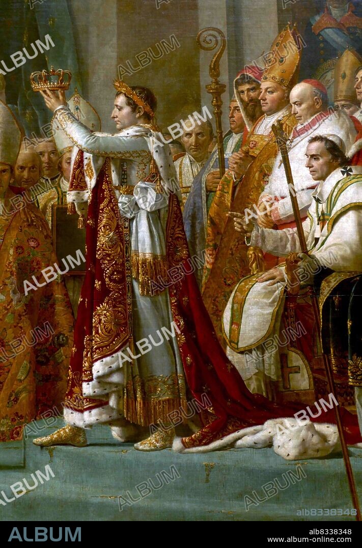 Detail from the Consecration of the Emperor Napoleon I and Coronation of the Empress Josephine in the Cathedral of Notre-Dame de Paris on December 2, 1804 by Jacques-Louis David, completed in 1808. Jacques-Louis David (30 August 1748 - 29 December 1825) was a French painter in the Neoclassical style, considered to be the preeminent painter of the era.