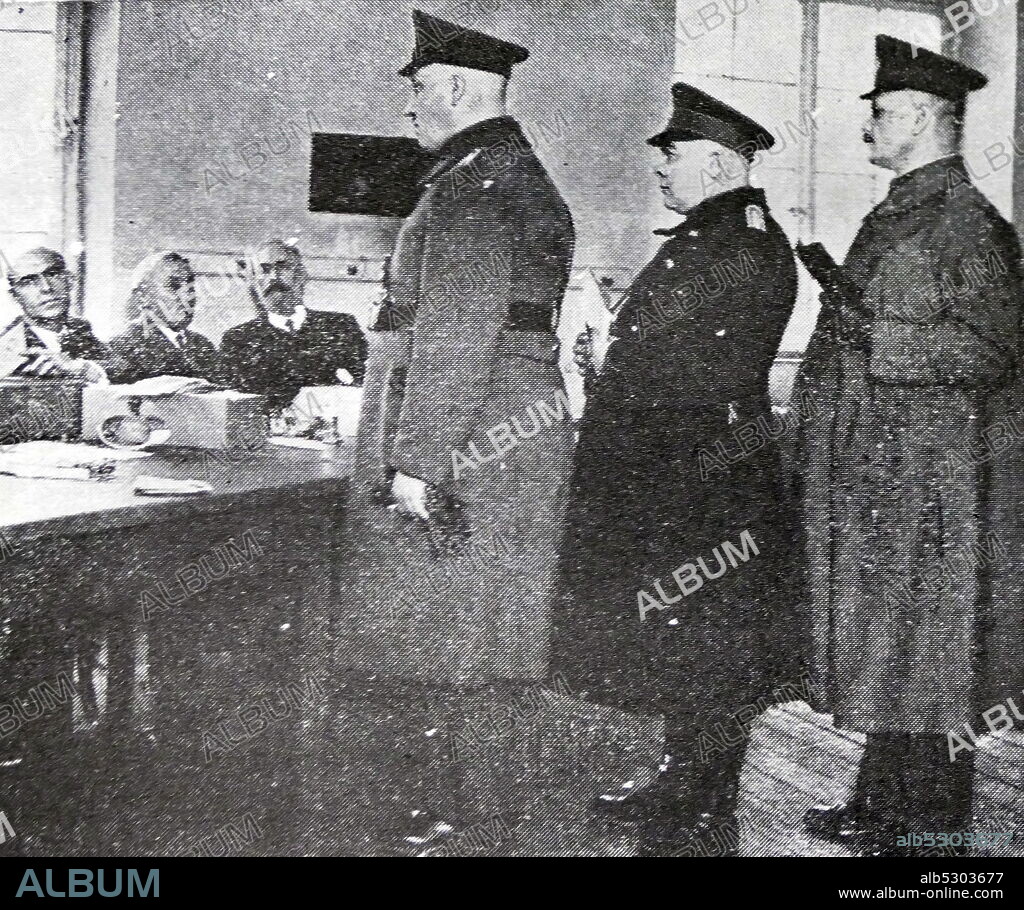 Black and white photo of the remains of King Alexander I of Yugoslavia (1888-1934; King from 1929), being placed on the ship Dubrovnik.