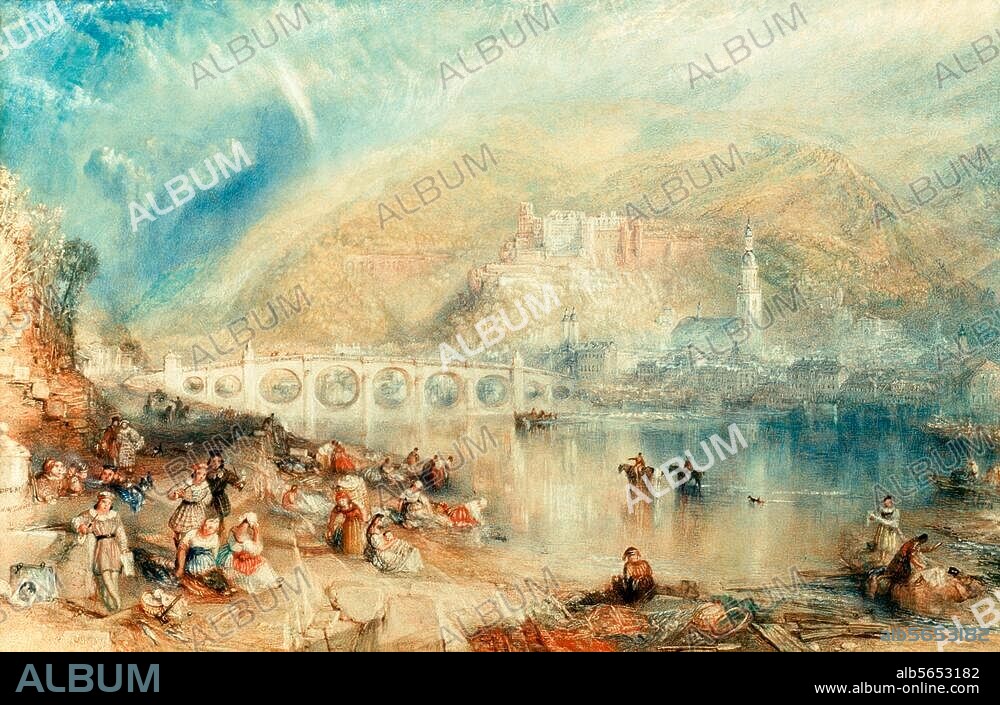 WILLIAM TURNER. Turner, William. 1775-1851. "Heidelberg mit einem Regenbogen", um 1841. Aquarell, 31,1 × 52,1 cm. Privatsammlung; als Leihgabe in. Edinburgh, National Gallery of Scotland.