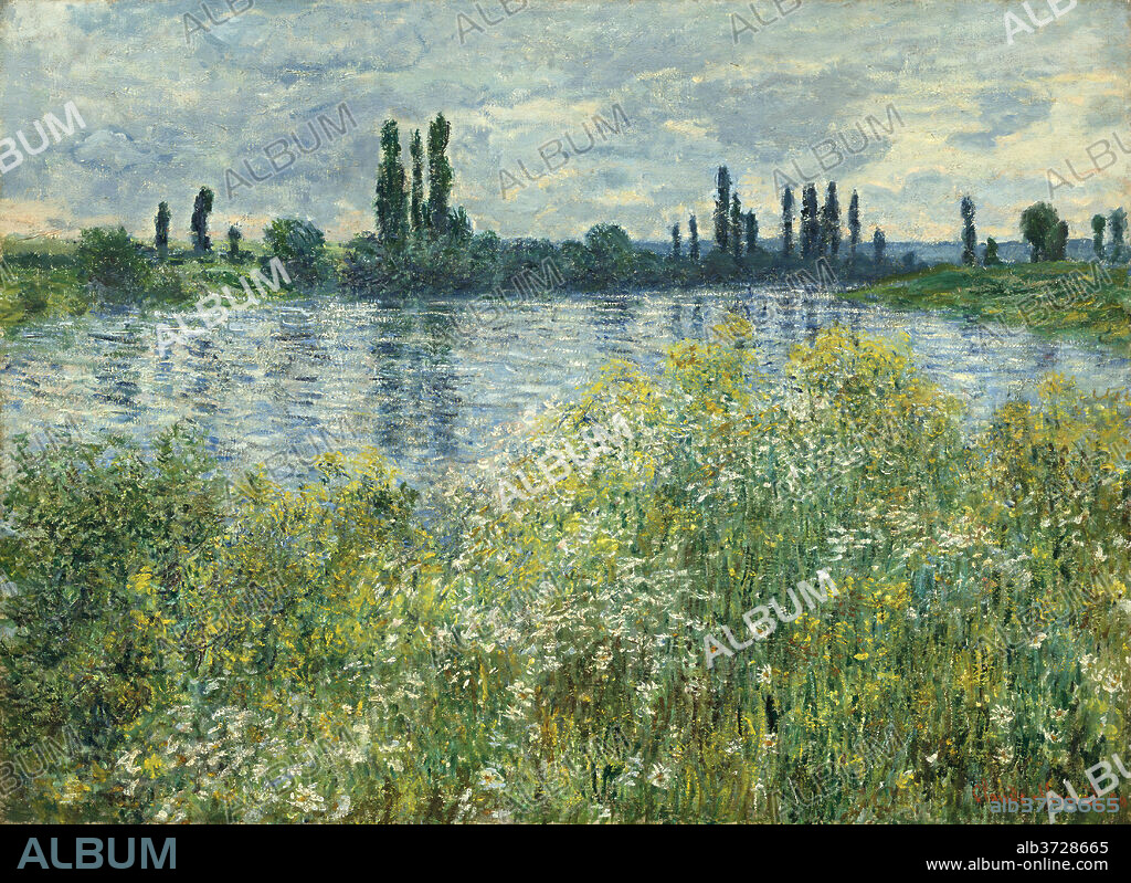 CLAUDE MONET. Banks of the Seine, Vétheuil. Dated: 1880. Dimensions: overall: 73.4 x 100.5 cm (28 7/8 x 39 9/16 in.)  framed: 100.3 x 127.6 x 9.5 cm (39 1/2 x 50 1/4 x 3 3/4 in.). Medium: oil on canvas.