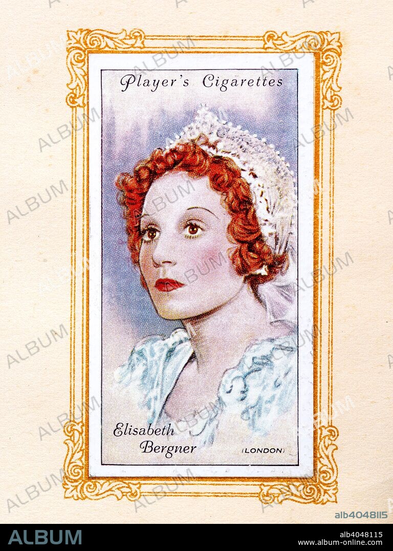 Elisabeth Bergner, 1934. Elisabeth Bergner, born Elisabeth Ettel in Drohobych, Austro-Hungarian Empire (present-day Ukraine), (22 August 1897 - 12 May 1986) was a European actress. From An Album of Film Stars; Second Series issued by John Player & Sons. [Imperial Tobacco & Co Ltd, 1934].