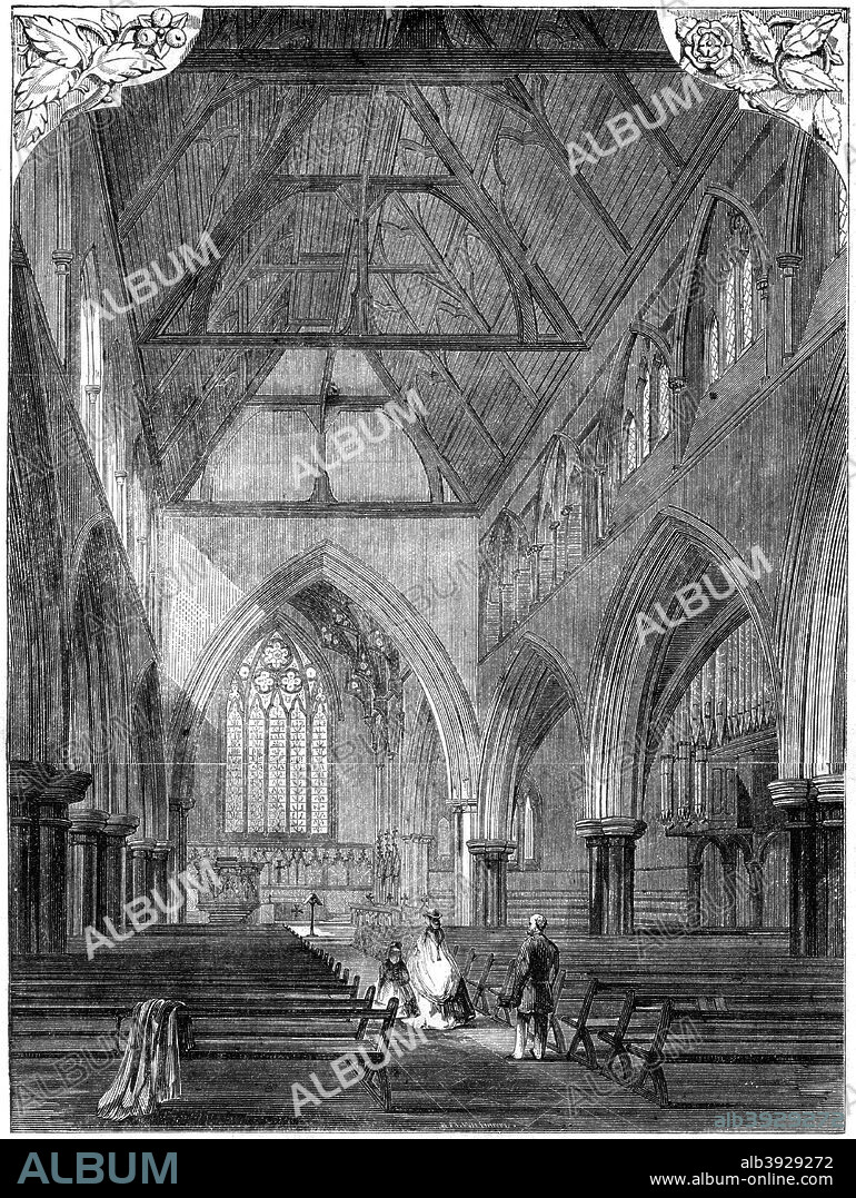All Saints' Church, Notting Hill, London, 1861. A print from The Illustrated London News, (22 June 1861).