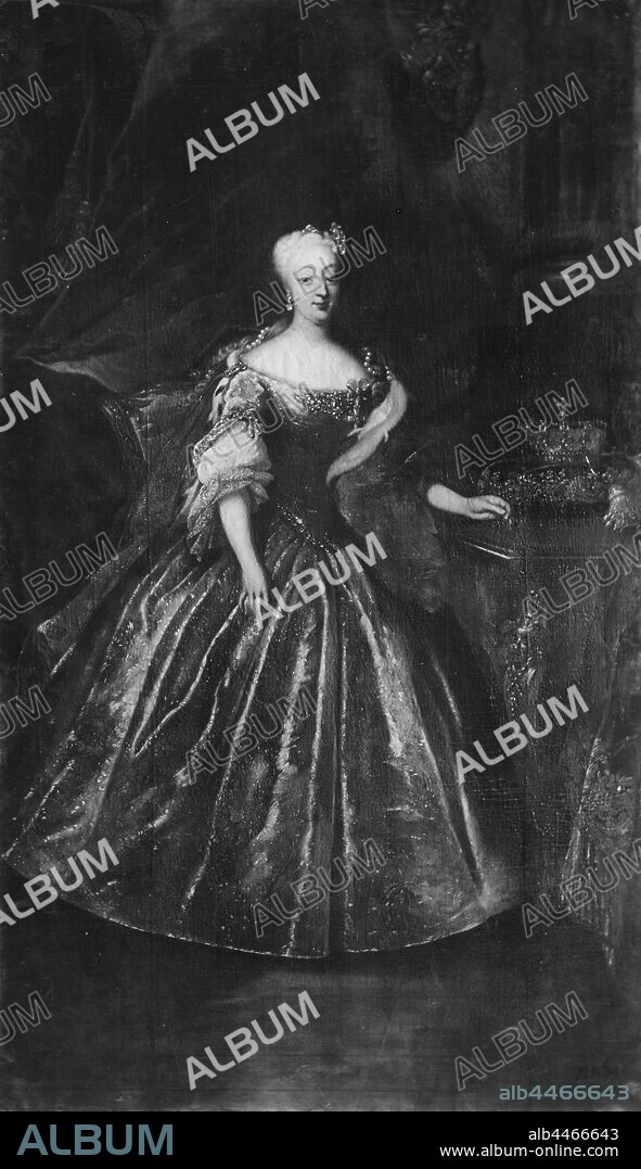 Attributed to Johann Salomon Wahl, Queen Sofia Magdalena, Sofia Magdalena, 1700-1770, Princess of Brandenburg-Kulmbach, painting, Oil on canvas, Height, 250 cm (98.4 inches), Width, 146 cm (57.4 inches.