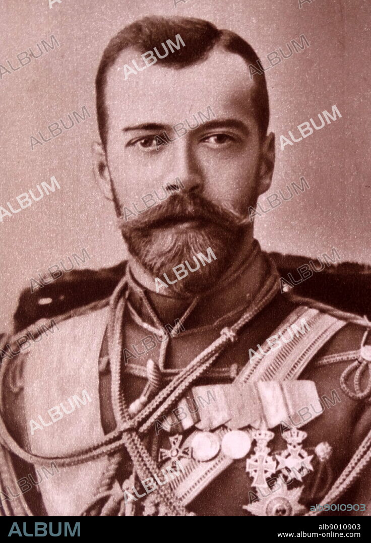 Photographic portrait of Tsar Nicholas II or Nikolai II (1868 1918) was the last Emperor of Russia, ruling from 1 November 1894 until his forced abdication on 15 March 1917. Dated 20th Century.