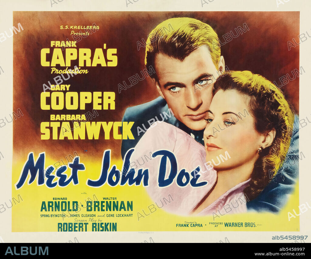 BARBARA STANWYCK y GARY COOPER en JUAN NADIE, 1941 (MEET JOHN DOE), dirigida por FRANK CAPRA. Copyright WARNER BROTHERS.