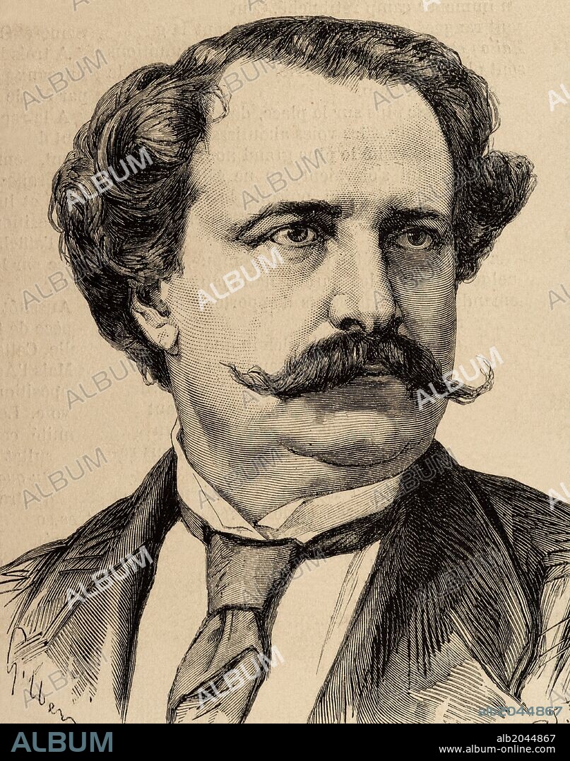 Charles Hugo (1826-1871). Second son of Victor Hugo. Journalist. In 1848 he was secretary of Lamartine. Engraving by J. Robert. "L'Illustration. Journal Universel", 1871.