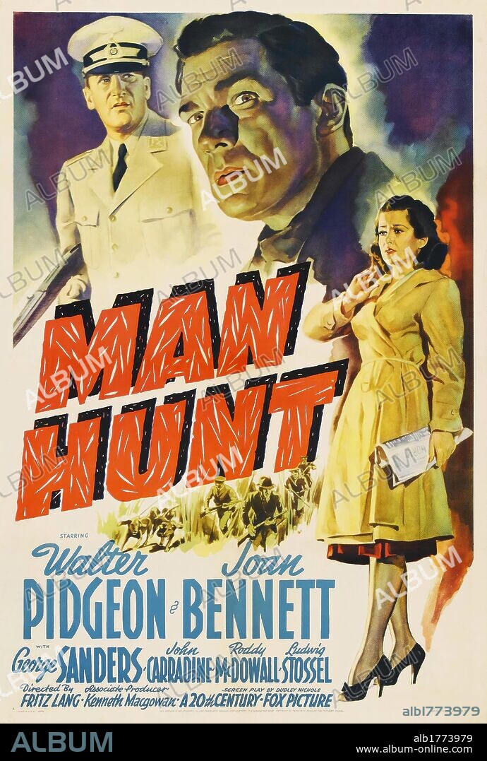 Poster of MAN HUNT, 1941, directed by FRITZ LANG. Copyright 20TH CENTURY FOX.