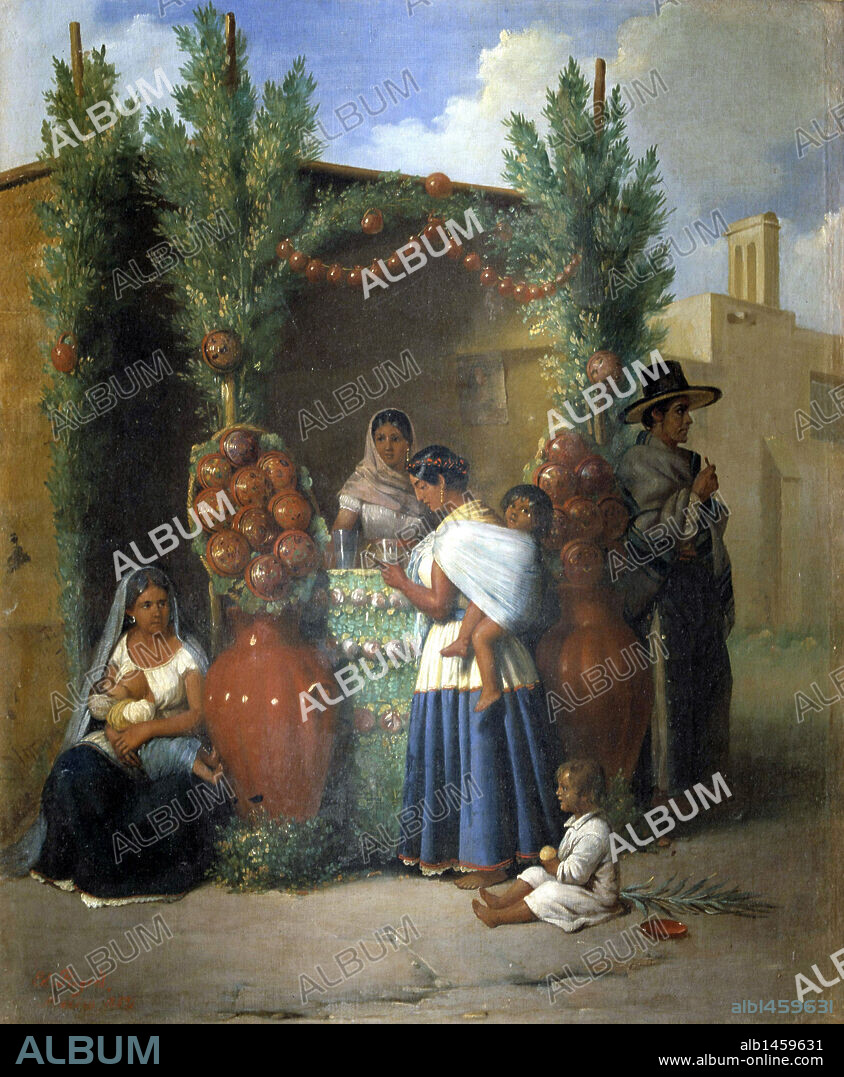 ART S. XIX. AMERICA. EDWARD (EDOUARD) PINGRET (1788-1875). French painter based in Mexico. "FRESH WATER STATION" (1854). National Bank of Mexico Collection.