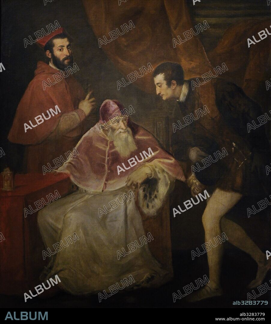 Titian (1489/1490-1576). Italian painter. Pope Paul III and His Grandsons, 1545-1546. Farnese Collection. National Museum of Capodimonte. Naples. Italy.