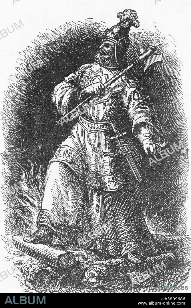 Called the Scourge of God (flagellum dei) by the Romans, Attila the Hun (born 406 AD) was king and general of the Hun empire from A.D. 433 to 453. Attila's first order of affairs was to unite his subjects for the purpose of creating one of the most formidable and feared armies Asia had ever seen. In 441 Attila's Huns attacked the Eastern Roman Empire. The success of this invasion emboldened Attila to continue his westward expansion. Passing unhindered through Austria and Germany, Attila plundered and devastated all in his path. In 451, having suffered a setback on the Plains of Chalons, by the allied Romans and Visigoths, Attila turned his attention to Italy. After having laid waste to Aquileia and many Lombard cities in 452, the Scourge of God met Pope Leo I who dissuaded him from sacking Rome. On the night of his wedding Attila passed out flat on his back and had a massive nosebleed which caused him to choke on his own blood.