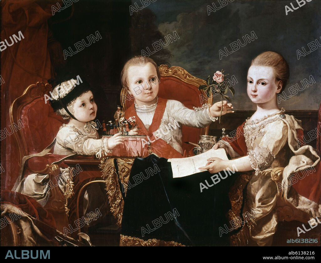 CHARLES FRANÇOIS PIERRE DE LA TRAVERSE and FRANCISCO DE LA TRAVERSE. Three Princes, Children of Charles III - 18th century - oil on canvas - 85x110 - NÂºINV 721.