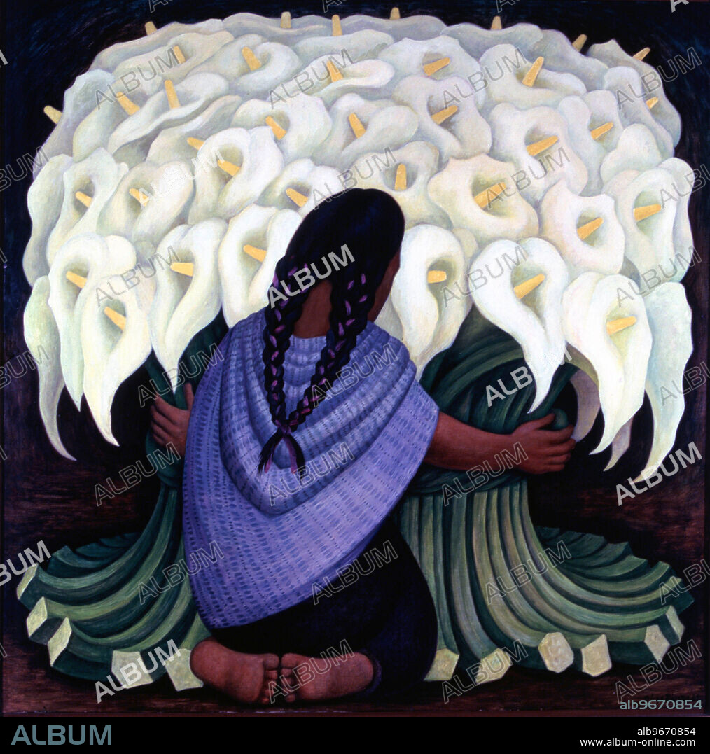 DIEGO RIVERA. RIVERA , DIEGO. PINTOR MEXICANO . 1886 - 1957. " VENDEDORA DE ALCATRACES " , OLEO AÑO 1942. COLECCION PARTICULAR . MADRID. ATENCION: AUTOR CONTEMPORANEO SUJETO A COPYRIGHT ©. EL CLIENTE FINAL ES RESPONSABLE DE LA GESTION DE LOS DERECHOS DE AUTOR CON LAS SOCIEDADES EXISTENTES DE GESTION DE DERECHOS O DIRECTAMENTE CON LOS ORGANISMOS TITULARES DE LOS MISMOS.