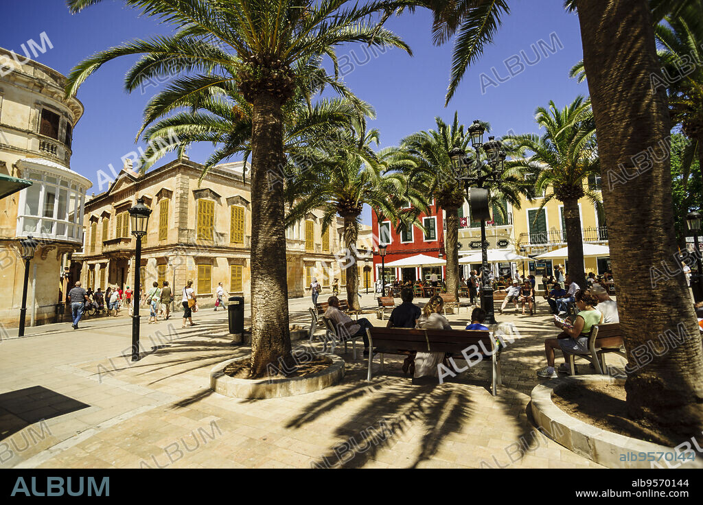 Plaza de Ses Palmeres - plaza de Alfonso III conquistador- . Ciutadella. Menorca, Islas Baleares, españa.