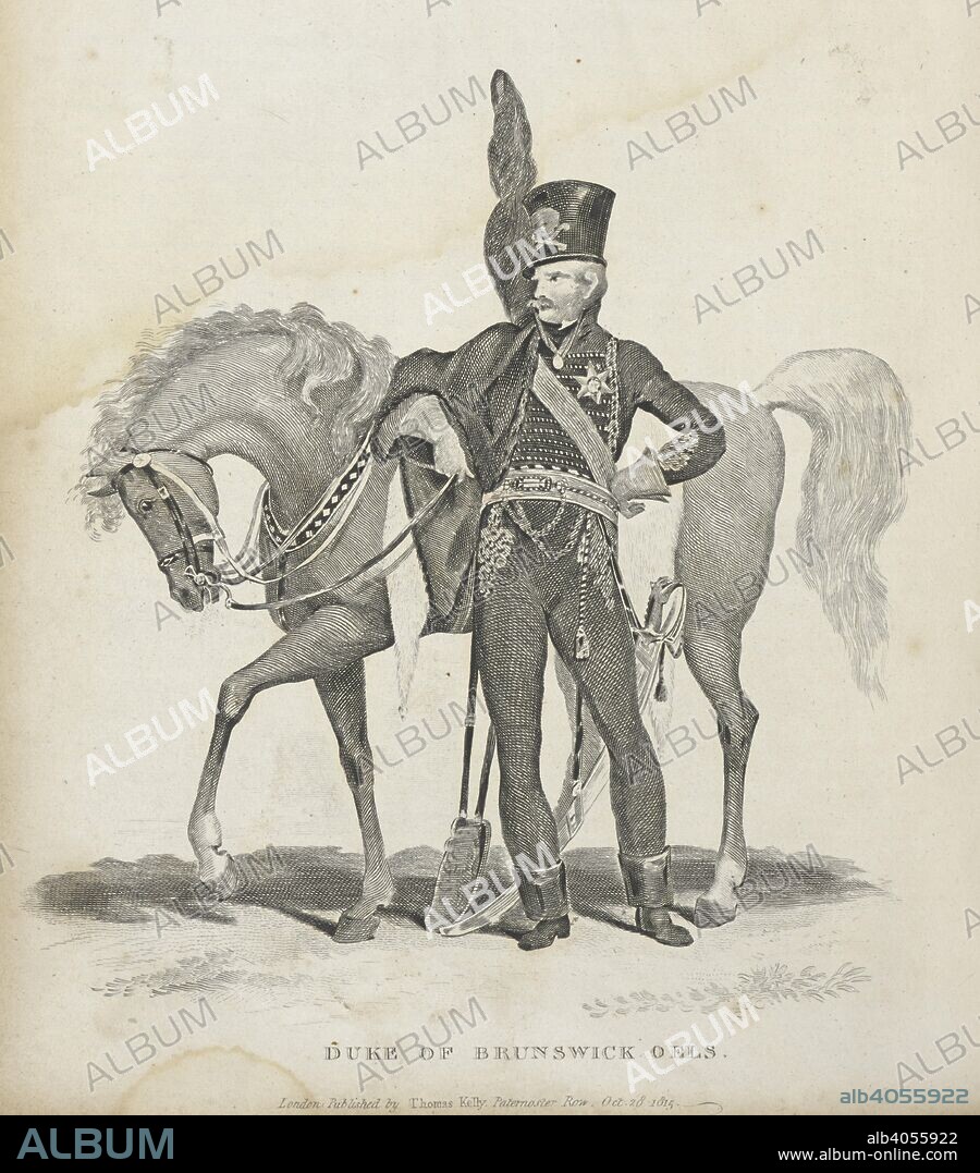 CHRISTOPHER KELLY. Duke of Brunswick Oels.  Frederick William, Duke of Brunswick-WolfenbÃ¼ttel (9 October 1771 â€“ 16 June 1815) was a German prince and Duke of Brunswick-LÃ¼neburg and Oels. Nicknamed "The Black Duke", he was a military officer who led the Black Brunswickers against Napoleonic domination in Germany. He was killed by a gunshot at the Battle of Quatre Bras on 16 June. History of the French Revolution, and of the wars produced by that ... event ...; and the ... Battle of Waterloo. London : T. Kelly, 1820-22. Source: 9525.f.1 volume 2 plate opposite page 403.