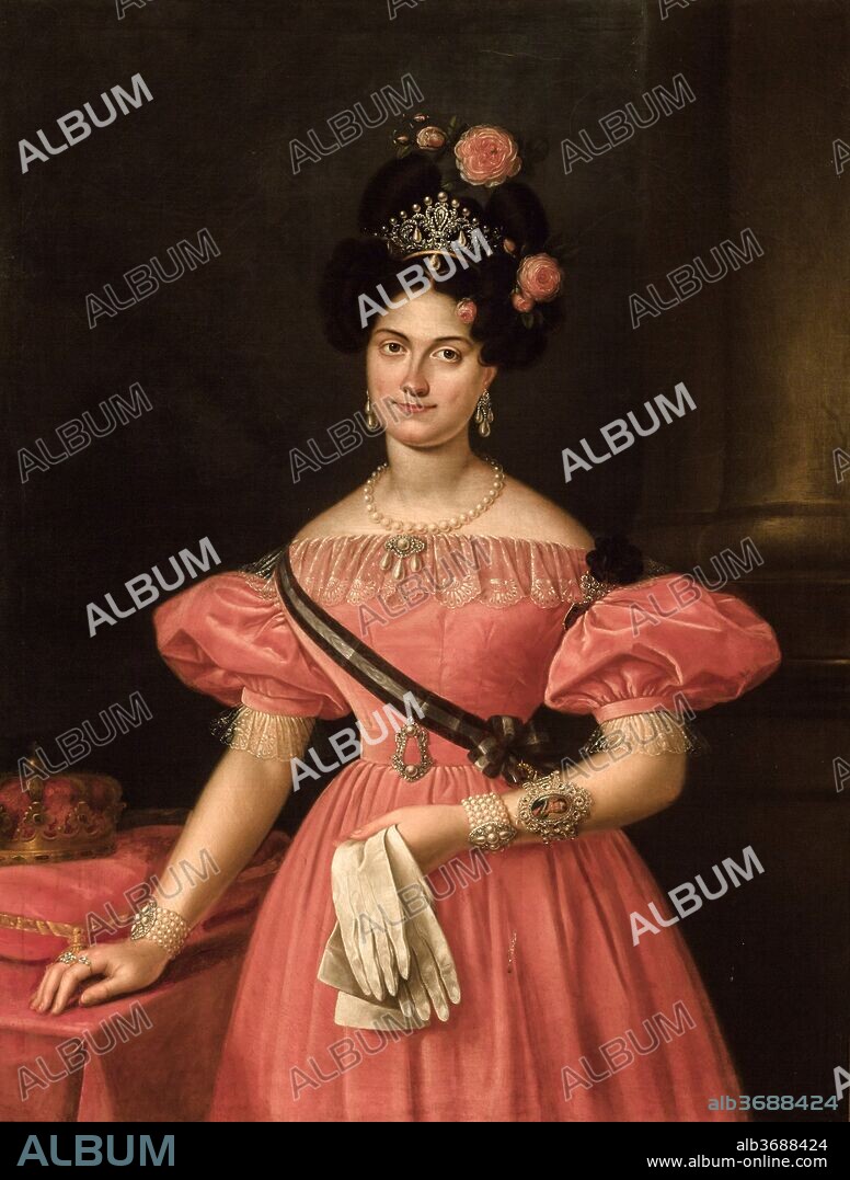 LUIS DE LA CRUZ Y RÍOS. Luis de la Cruz y Ríos / "Retrato de María Cristina de Borbón", 1831, Óleo sobre lienzo, 1,16 x 0,90 m.